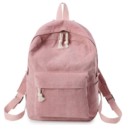 Sac à dos scolaire Unisexe en Velours côtelé Coupe Classique