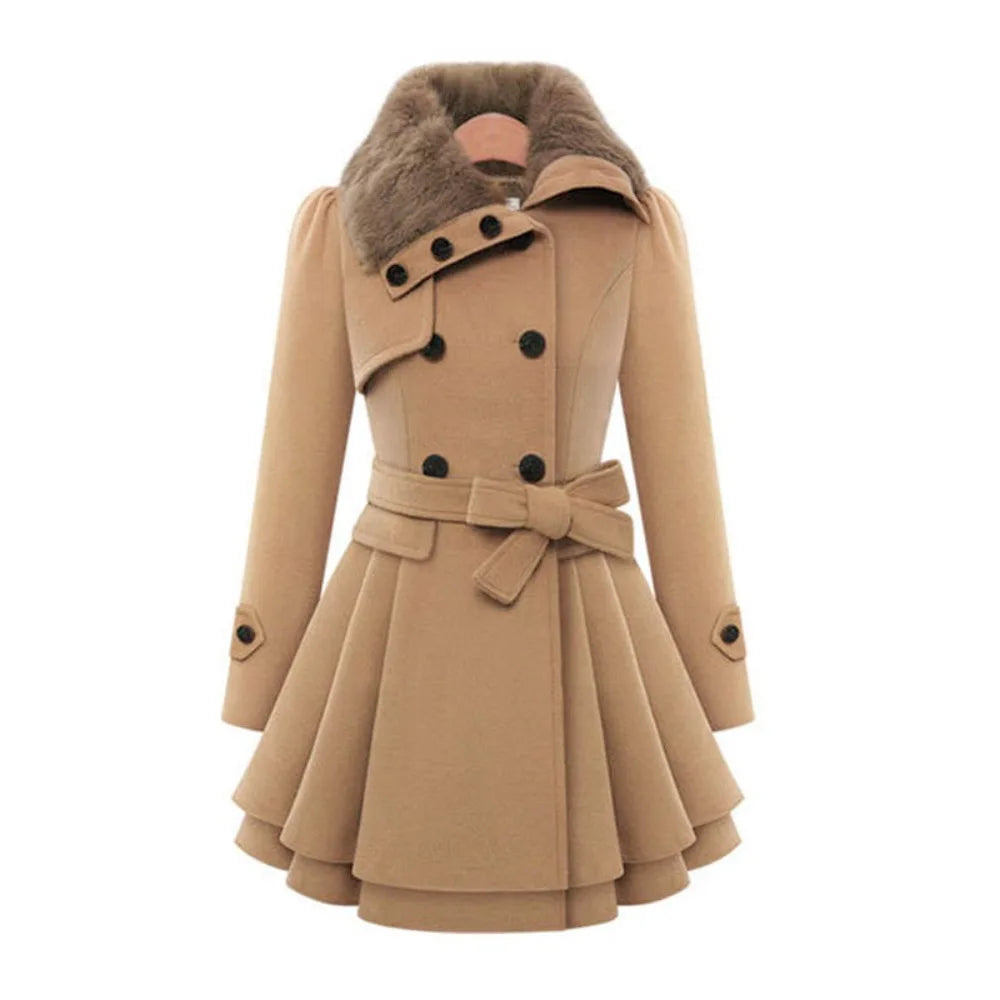 Manteau D'hiver Fourré Doux avec Ceinture et Capuchon