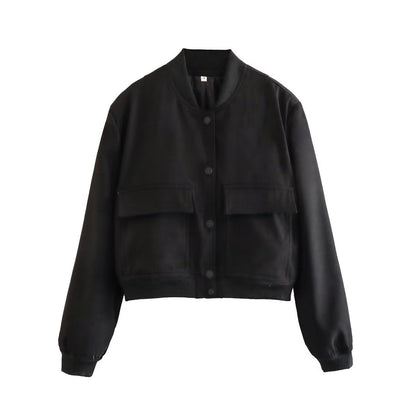 Veste femme courte avec poches, style décontracté pour tous les jours