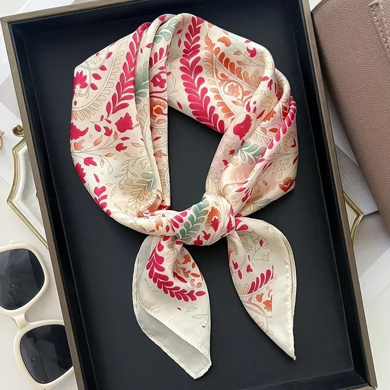 Foulard Carré Femme Satin Imprimé Multi-usage
