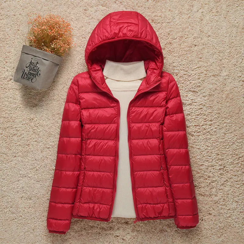 Veste Femme Légère avec Capuche - Doudoune Printemps Élégante Taille Slim