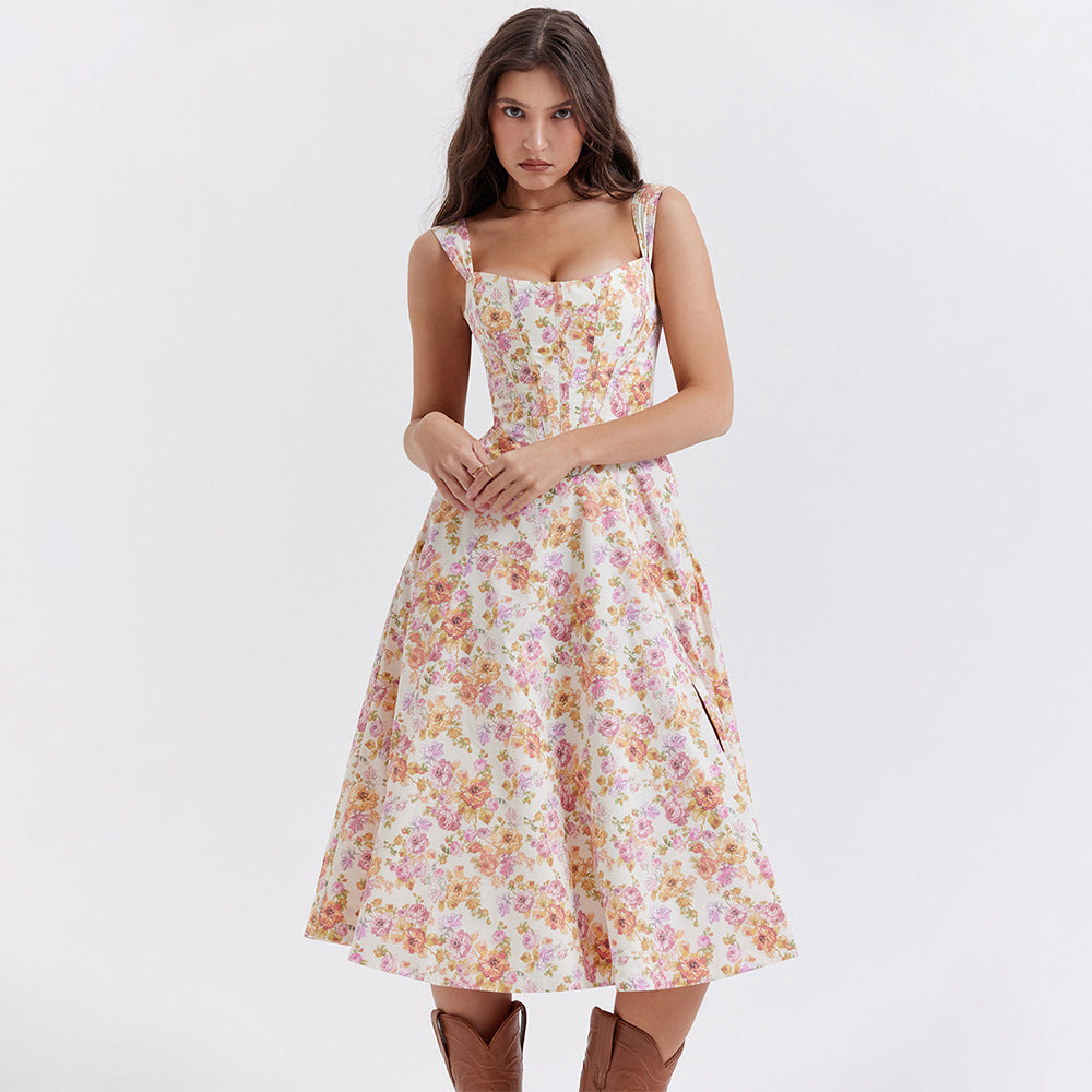 Robe Été Fleuri Décolleté Profond pour Femme - PanierRoyale