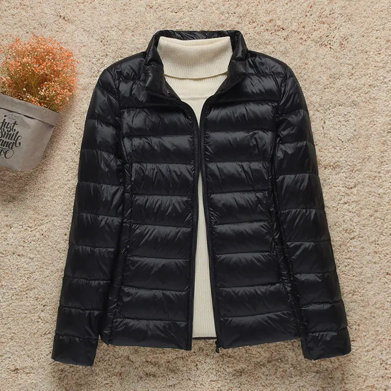 Veste Femme Légère avec Capuche - Doudoune Printemps Élégante Taille Slim