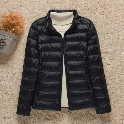 Veste Femme Légère avec Capuche - Doudoune Printemps Élégante Taille Slim