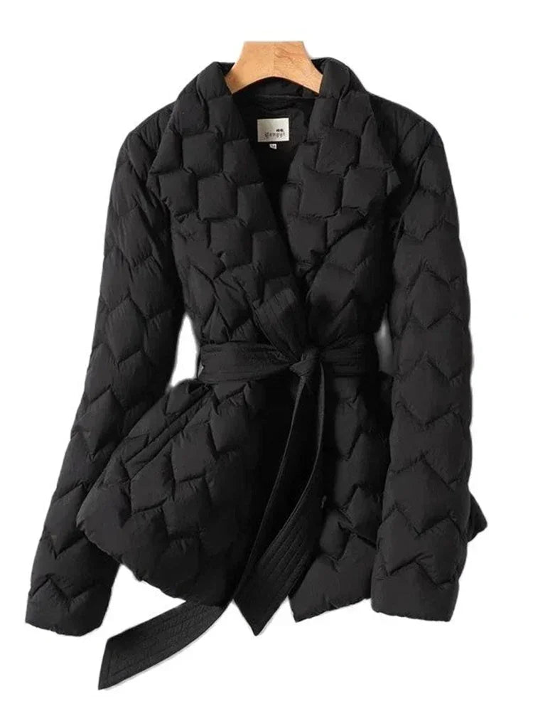 Veste Femme Hiver Élégante avec Ceinture Taille - PanierRoyale