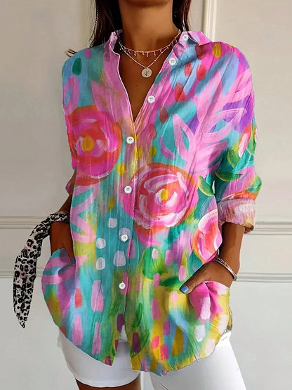 Blouse Femme Fluide Boutonnée Coupe Décontractée - PanierRoyale