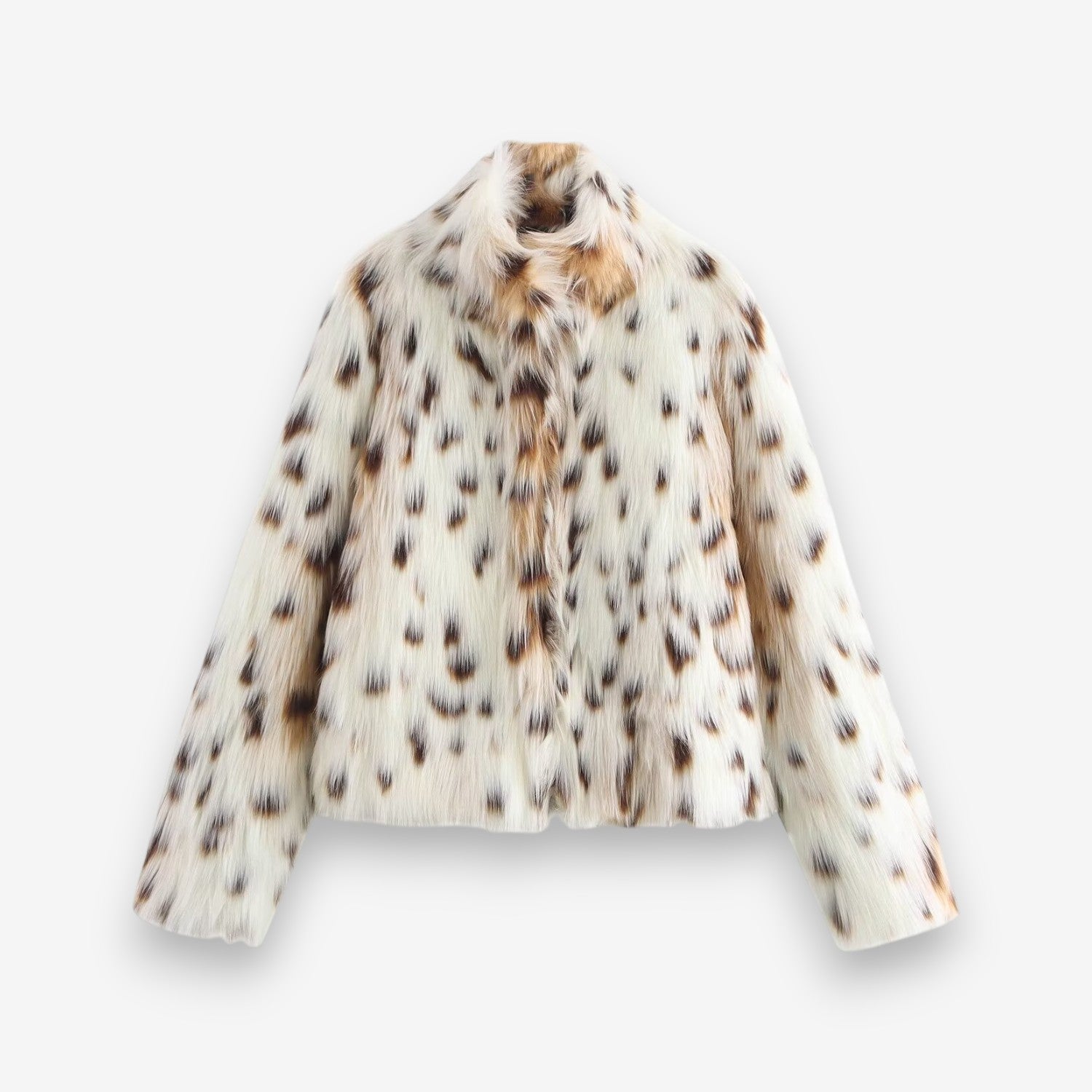 Manteau Léopard Femme à Manches Longues et Col Montant - PanierRoyale