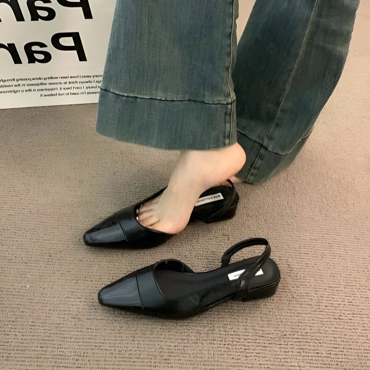 Chaussures Femmes Talon Plat en Cuir Elegant