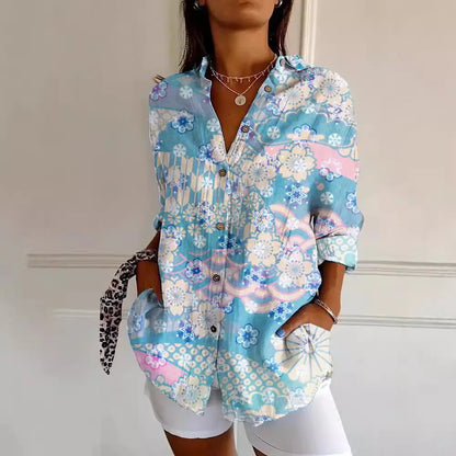 Blouse Été Légère Fleurs Décolleté V - PanierRoyale