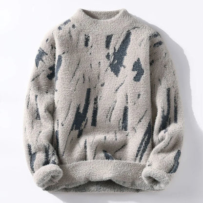 Pull Homme Hiver Géométrique à Col Montant