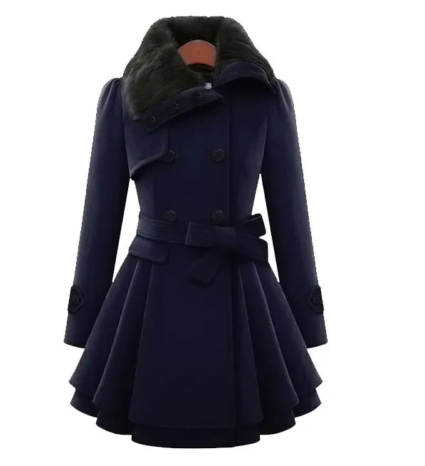 Manteau D'hiver Fourré Doux avec Ceinture et Capuchon
