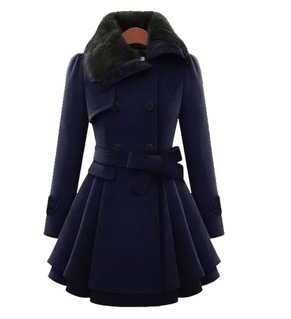 Manteau D'hiver Fourré Doux avec Ceinture et Capuchon