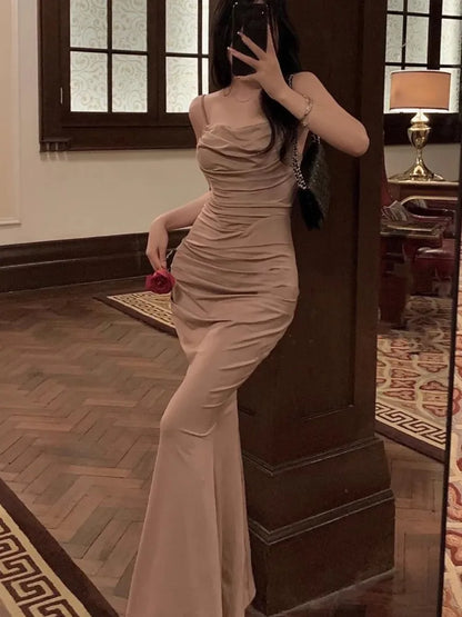 Robe de soirée femme élégante blanc satin