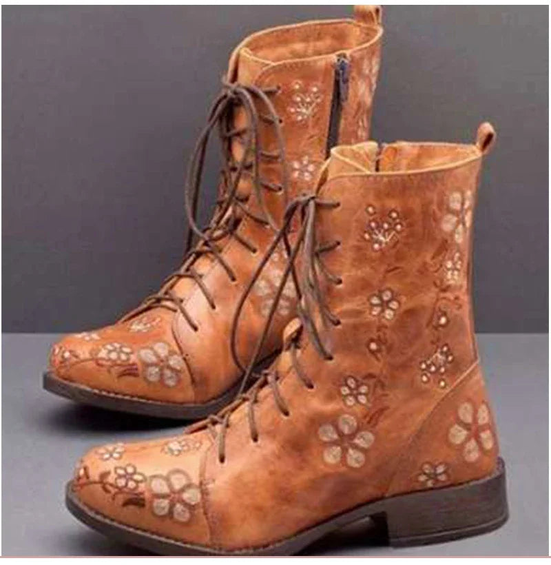 Bottes Chic Haut de Gamme pour Femme à Lacets - PanierRoyale
