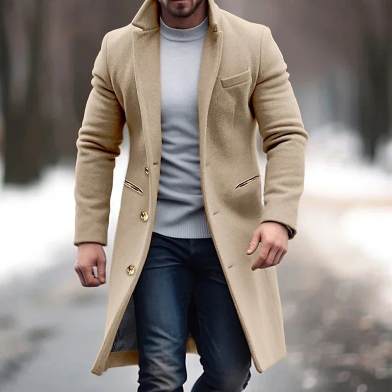Manteau Homme Hiver en Laine Chaude et Élégant