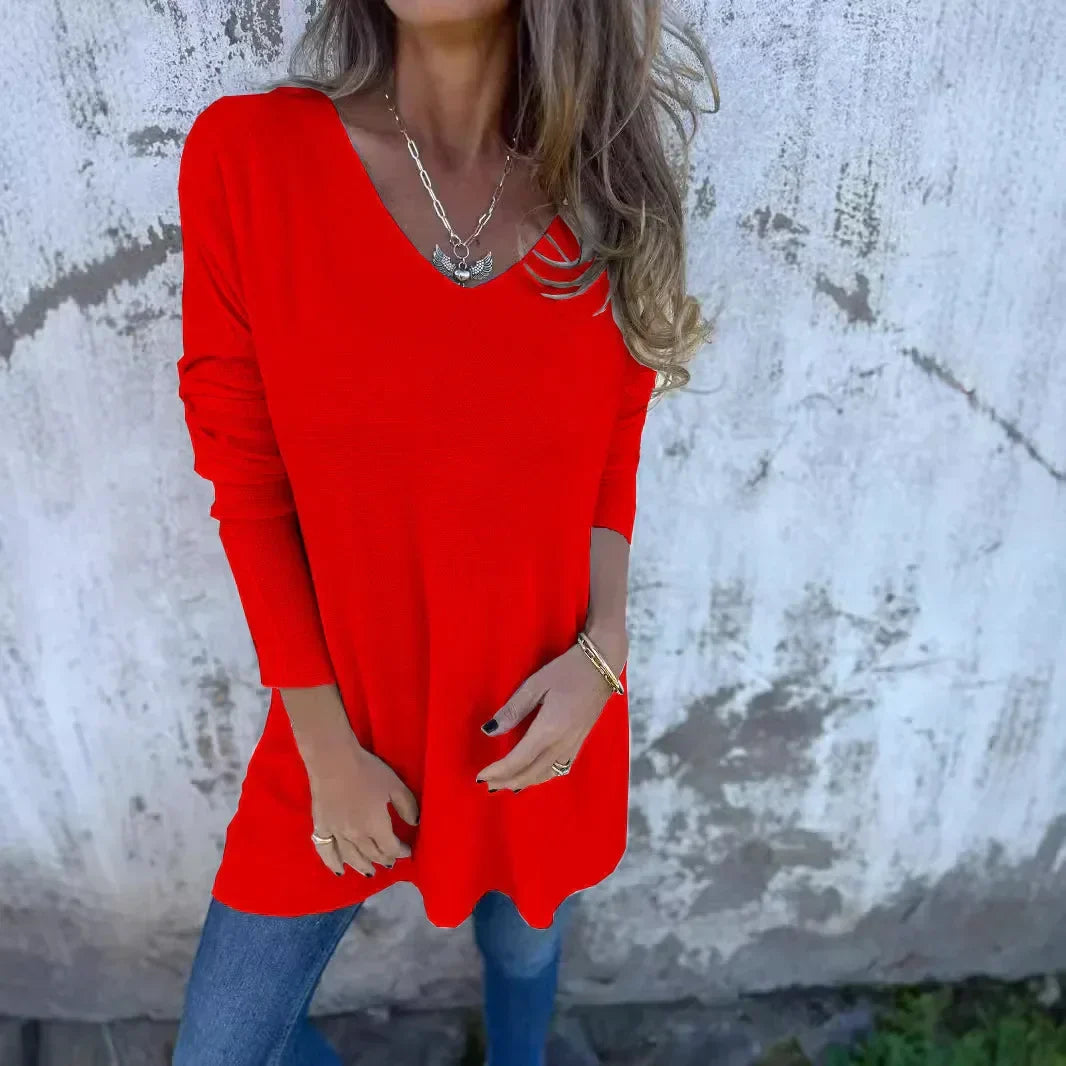 Pull Femme Col V Élégant pour Automne