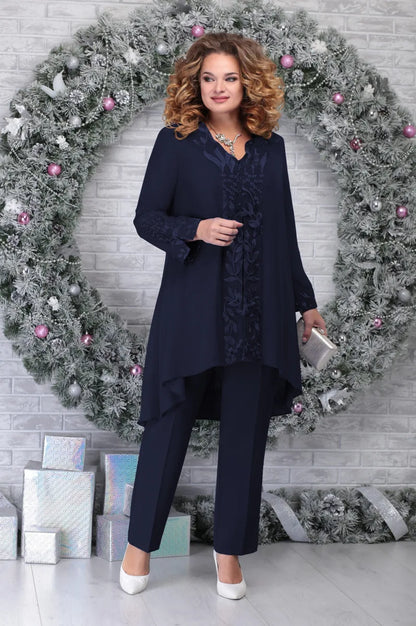 Robe Grande Taille Élégante avec Décoration Brodée