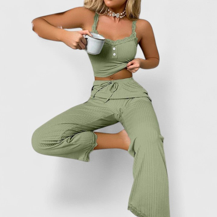 Pyjama Femme Décontracté à Dentelles