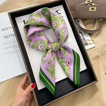 Foulard Carré Femme Satin Imprimé Multi-usage
