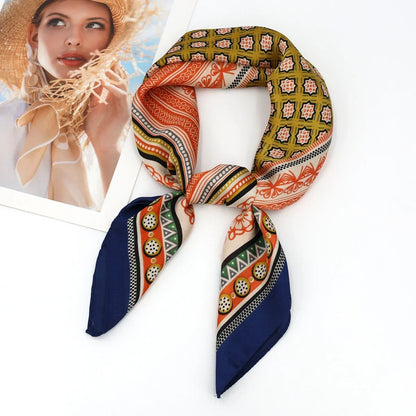 Foulard Carré Femme Satin Imprimé Multi-usage