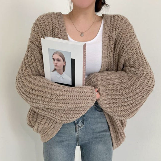 Cardigan Femme Tricoté Gros Mailles Décontracté - BerlinGlamour