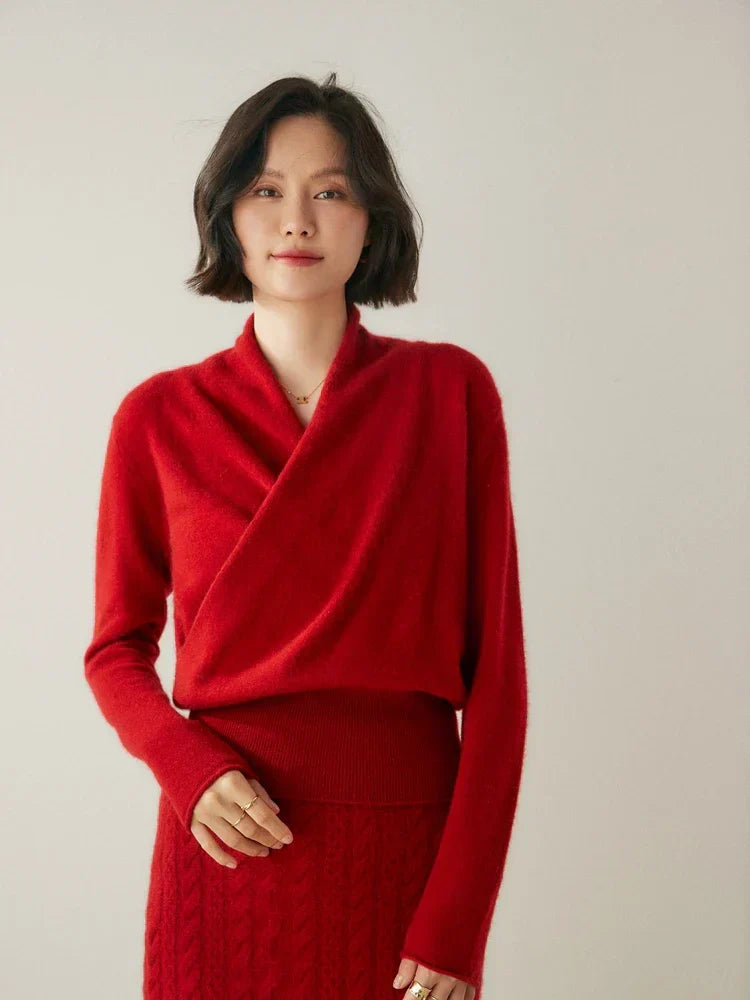 Pull femme élégant en maille avec col montant