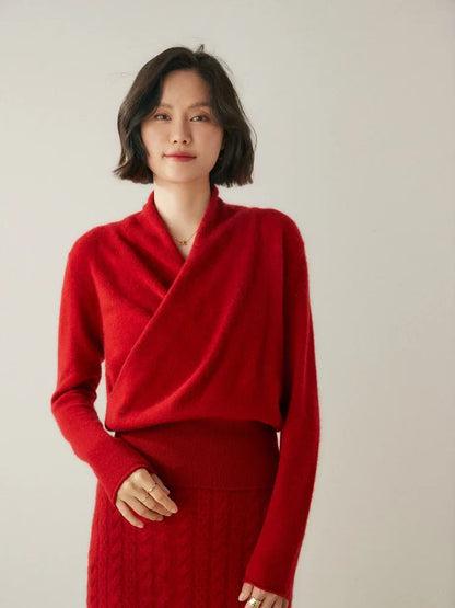 Pull femme élégant en maille avec col montant