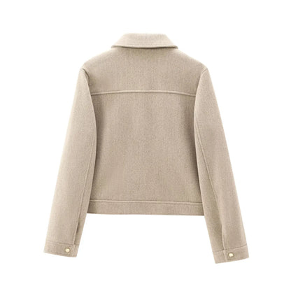 Veste Femme Décontractée Zippée Mélange Laine