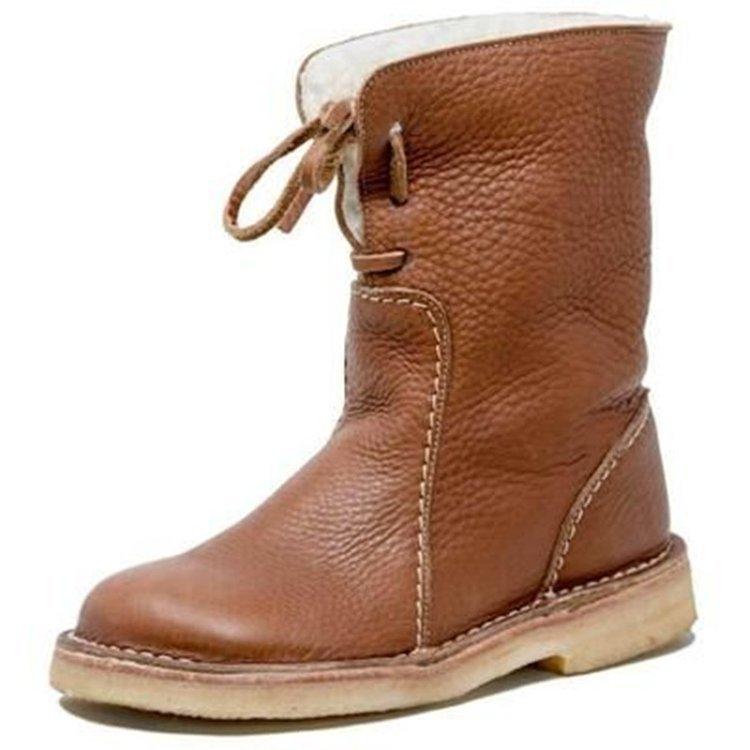 Bottes Femmes Hiver Cuir Imperméable avec Doublure Chaude et Semelle Antidérapante