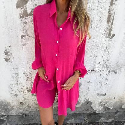 Ensemble Lin Femme Chemisier et Short de Lin