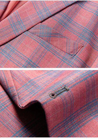 Blazer femme rose en carreaux élégant