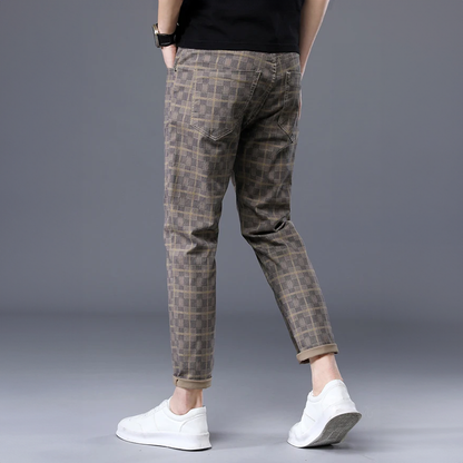 Pantalon Slim Homme à Carreaux pour Loisirs et Ville