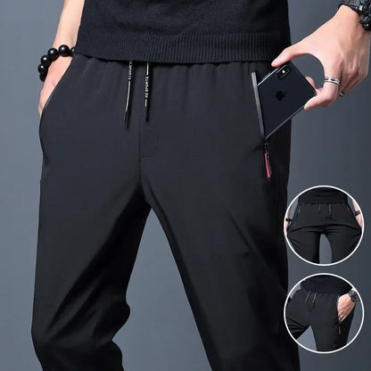 Pantalon Homme Coton Taille Élastique Poches Zippées