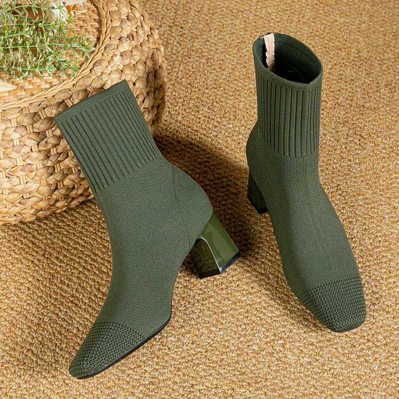 Bottines Femmes Haut Talon Hiver Chaussures Neige Grip