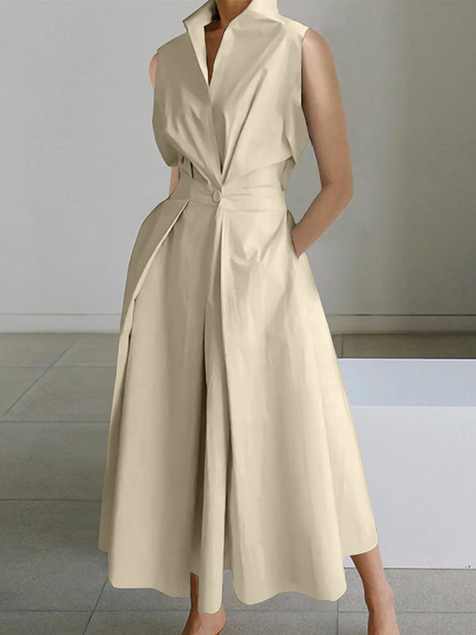 Robe Femme Coton Classique Col Chemise Élégant - PanierRoyale