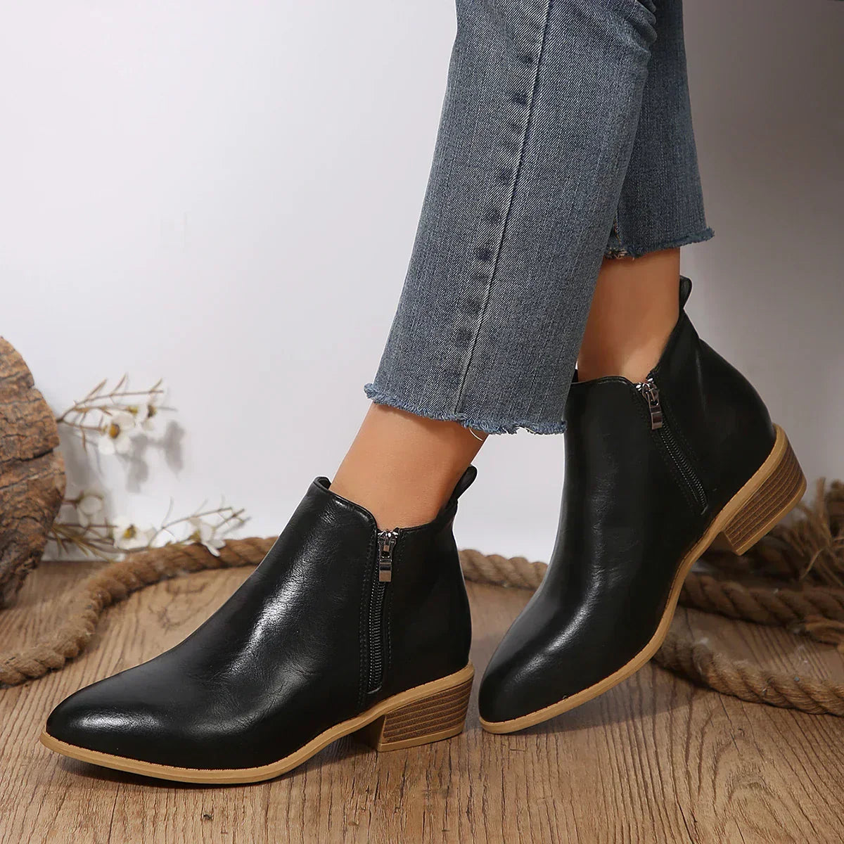 Bottines Femme Printemps Décontractées à Fermeture Éclair Latéral