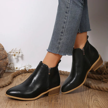 Bottines Femme Printemps Décontractées à Fermeture Éclair Latéral