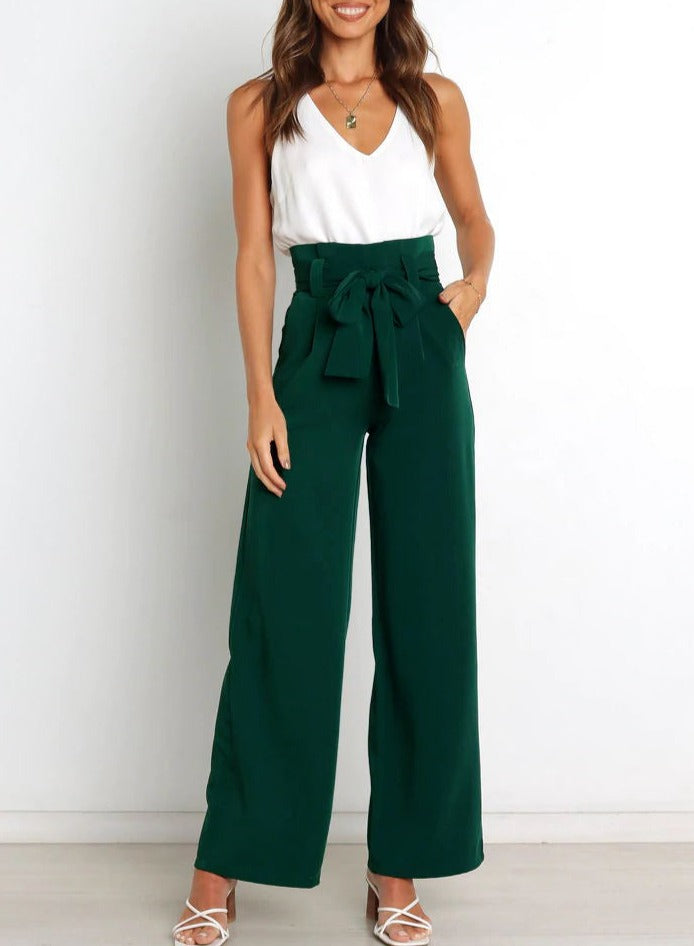 Pantalon Élégant à Nœud Décontracté pour Femme