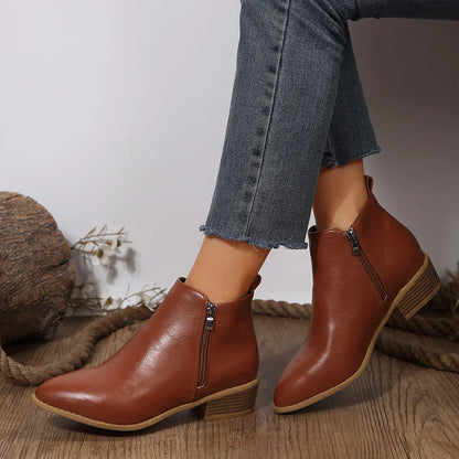 Bottines Femme Printemps Décontractées à Fermeture Éclair Latéral