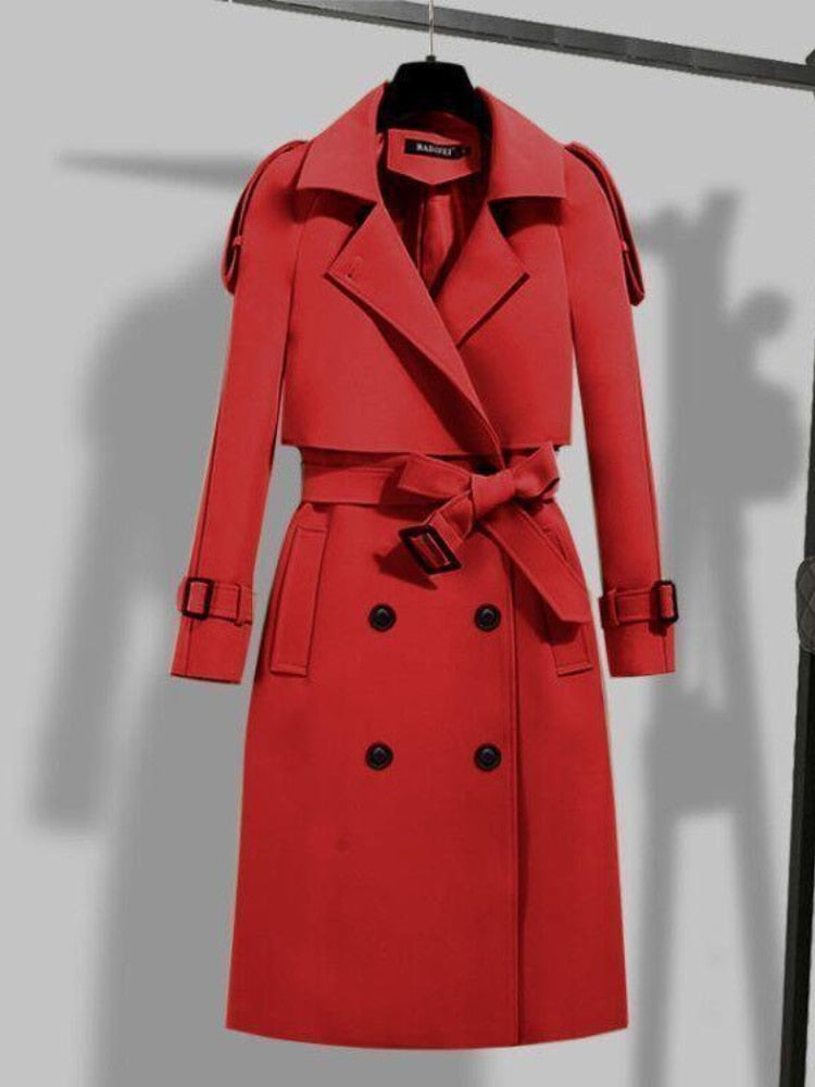Trenchcoat Femme Classique avec Ceinture et Écharpe