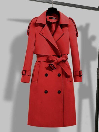 Trenchcoat Femme Classique avec Ceinture et Écharpe
