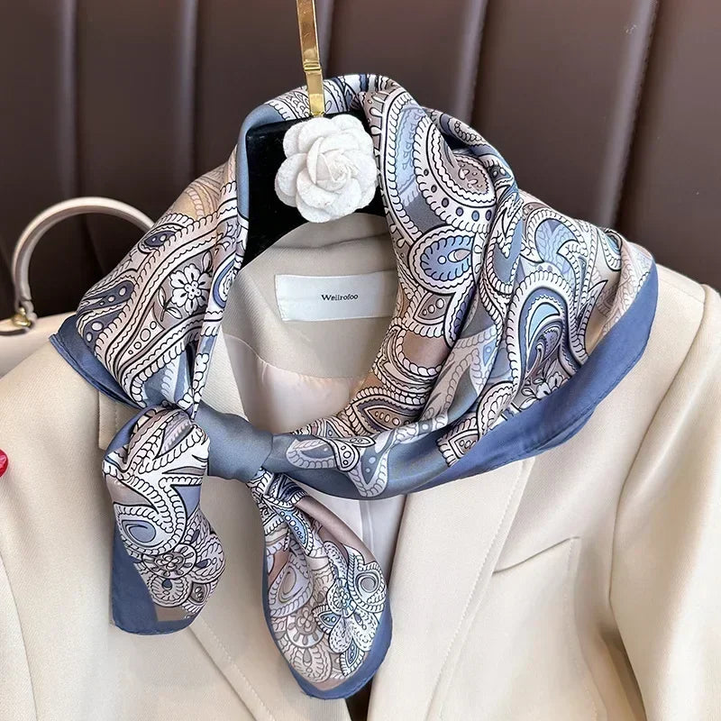 Foulard Carré Femme Satin Imprimé Multi-usage
