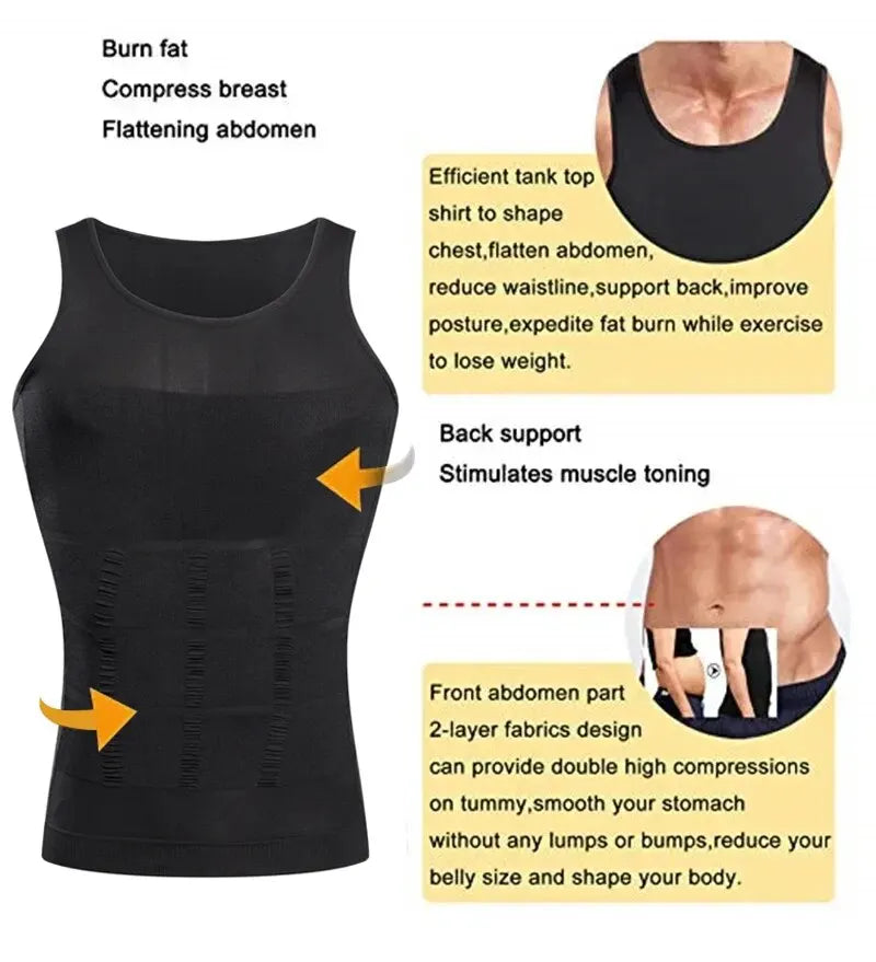 Débardeur Homme Sans Couture Compression Ventre Gainant