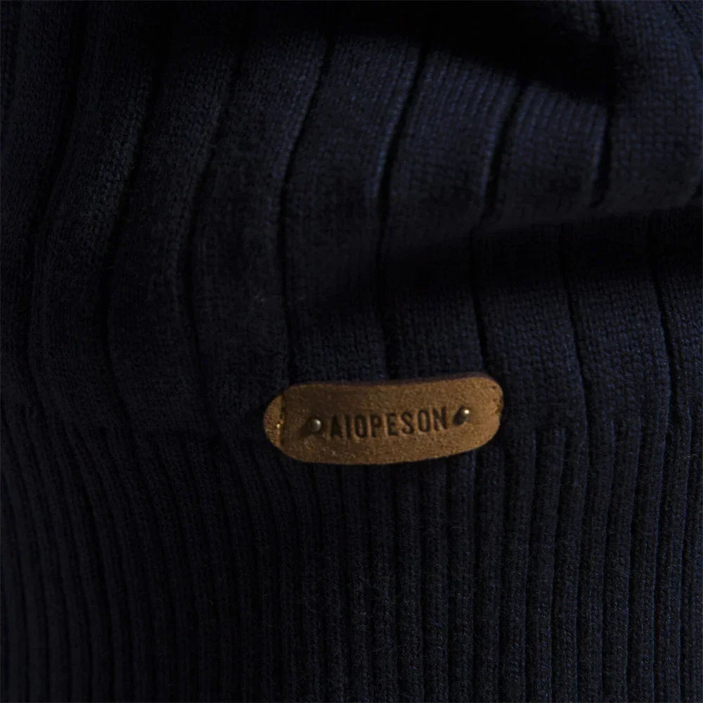 Pull Col Demi-Haut Zippé Tricot Chaud Coupe Moderne