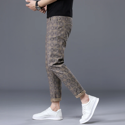 Pantalon Slim Homme à Carreaux pour Loisirs et Ville