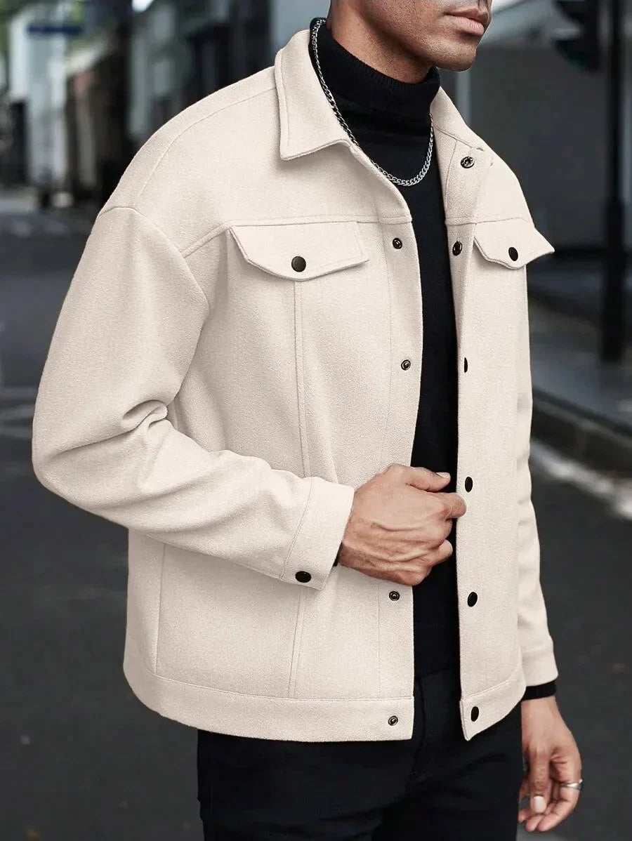 Veste Homme Boutonnée Streetwear Poches Poitrine