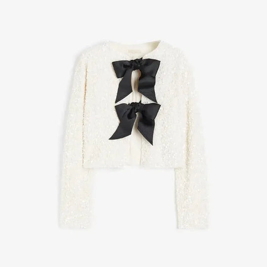 Veste Paillettes Brillante avec Ceinture Élastique