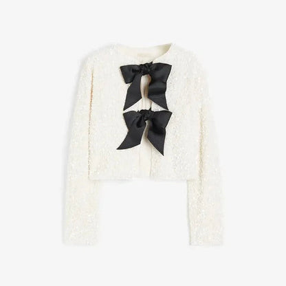 Veste Paillettes Brillante avec Ceinture Élastique