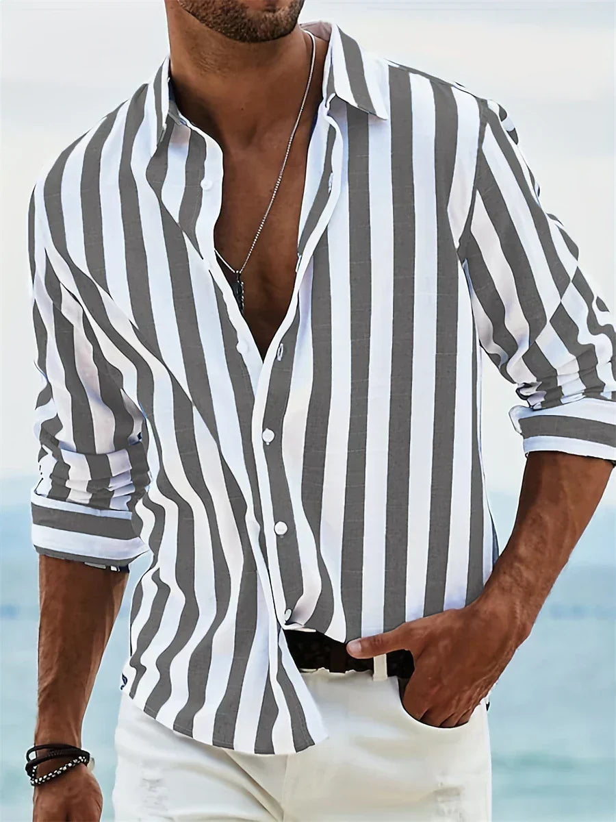 Chemise Homme Lin Biologique Bleu Clair Été