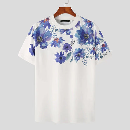 Chemise Homme Manches Courtes Fleurs Été
